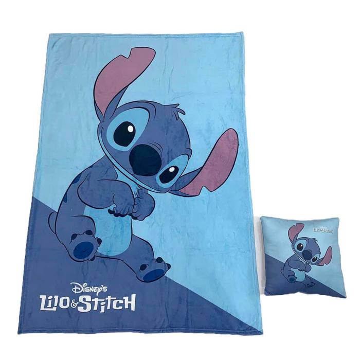 Disney Stitch polar blanket + cushion set 48214