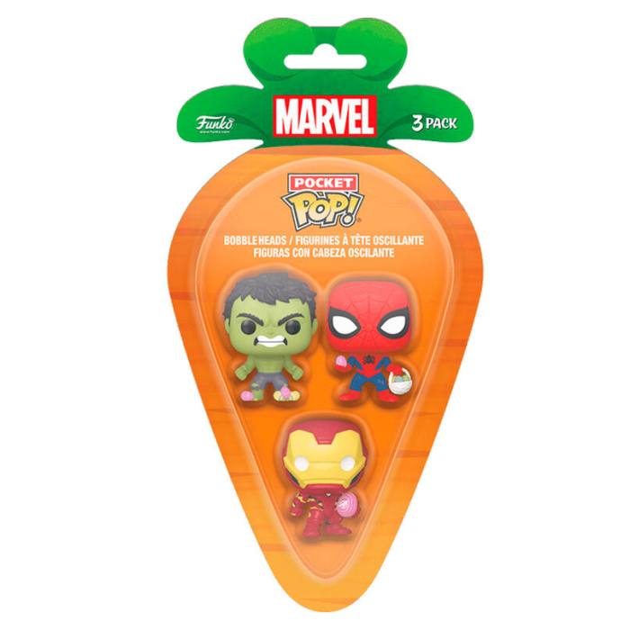 Carrot Pocket POP blister 3 figures Marvel Spiderman Hulk Iron Man easter 61115