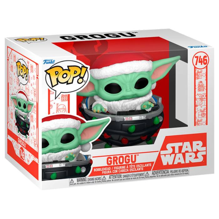 POP figure Star Wars Grogu with Santa Hat in Pram 61449
